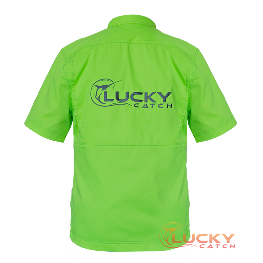 Lucky Catch-Neon Green with Gray Stitch, Precision Fishing Shirt